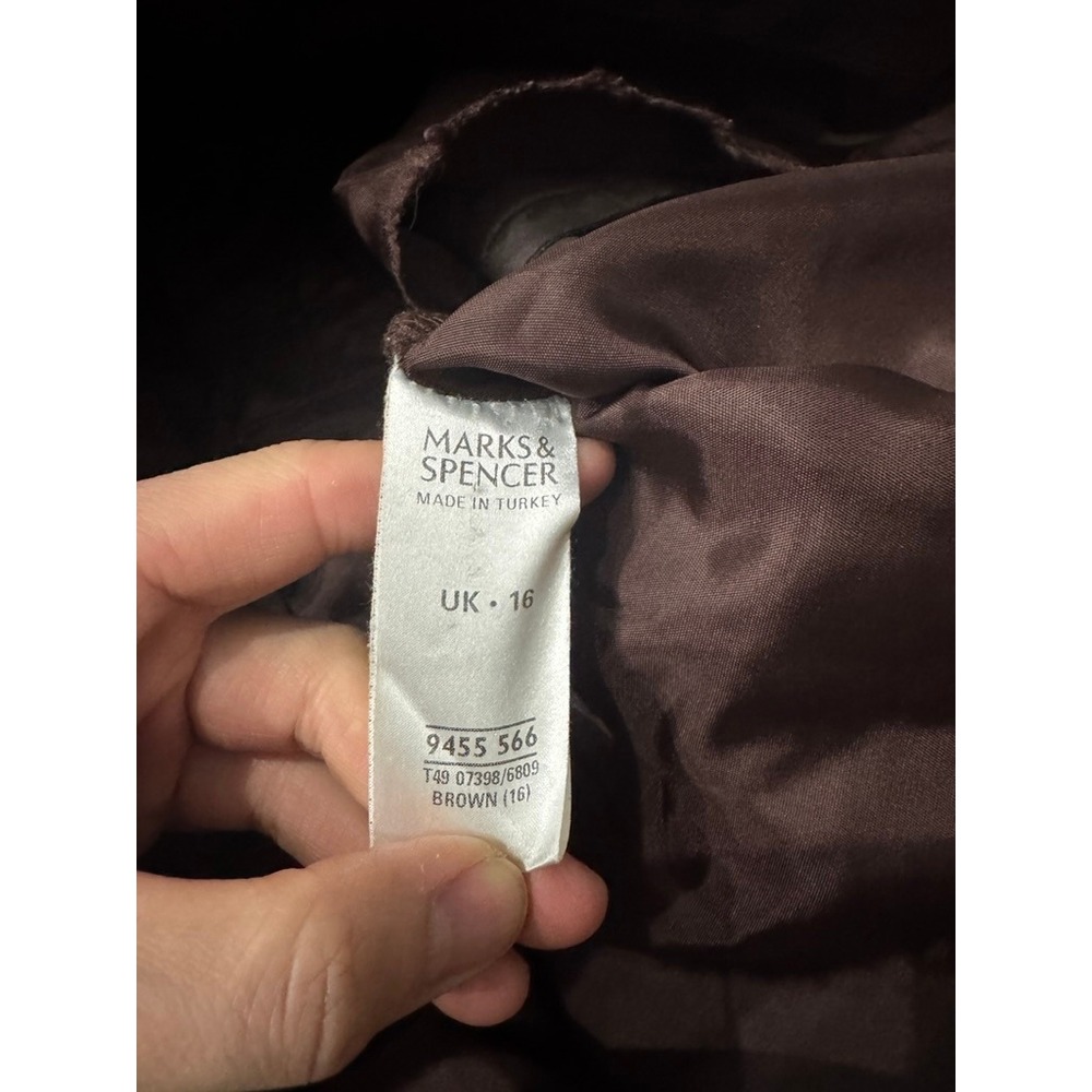 Marks & Spencer Brown Leather Patchwork Midi Skir… - image 4